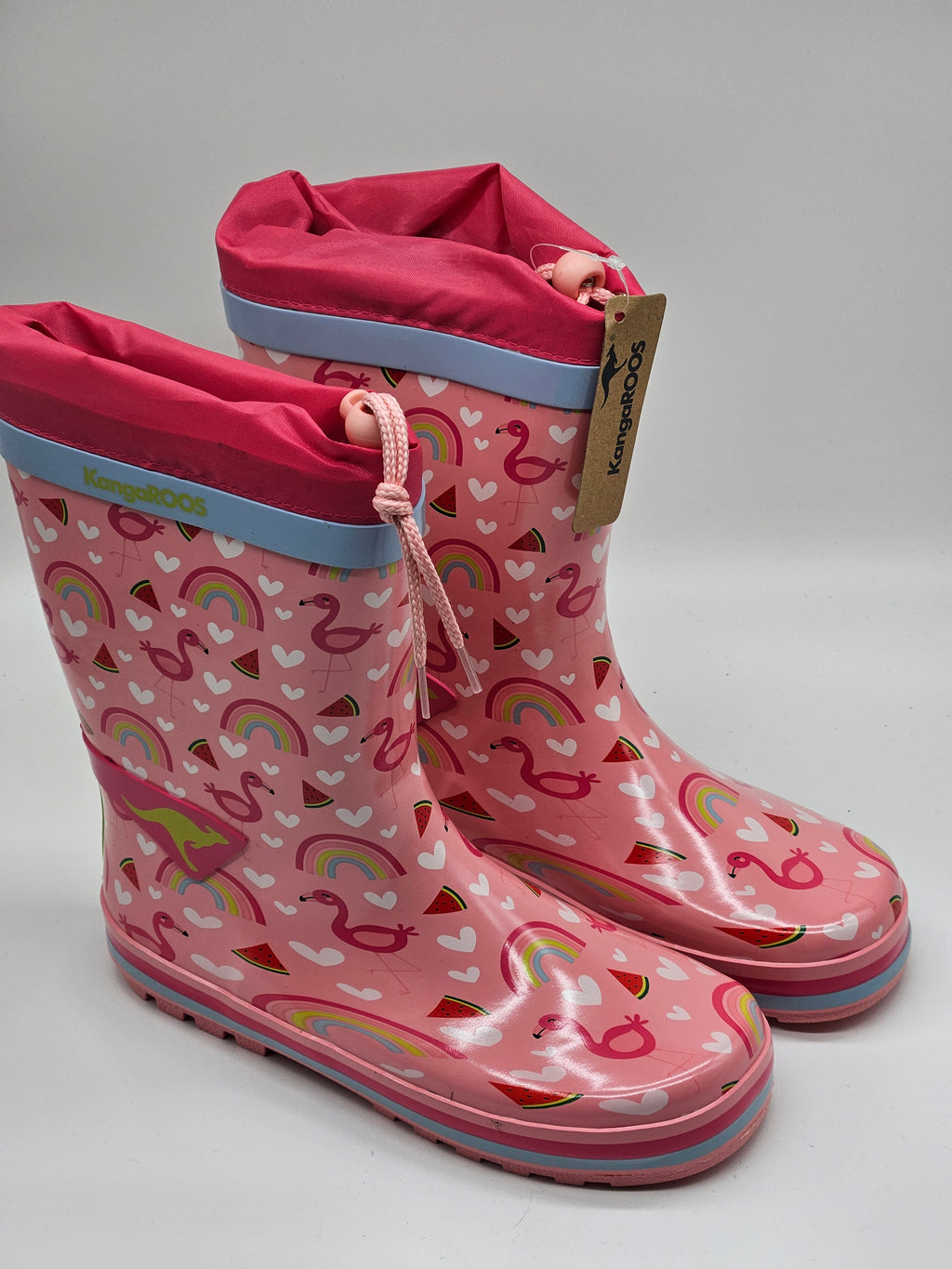 Kangaroos Gummistiefel Summerrain aus Gummi, wasserdicht und bequem, in Dunkelblau mit Schnürung, für nasse Tage.