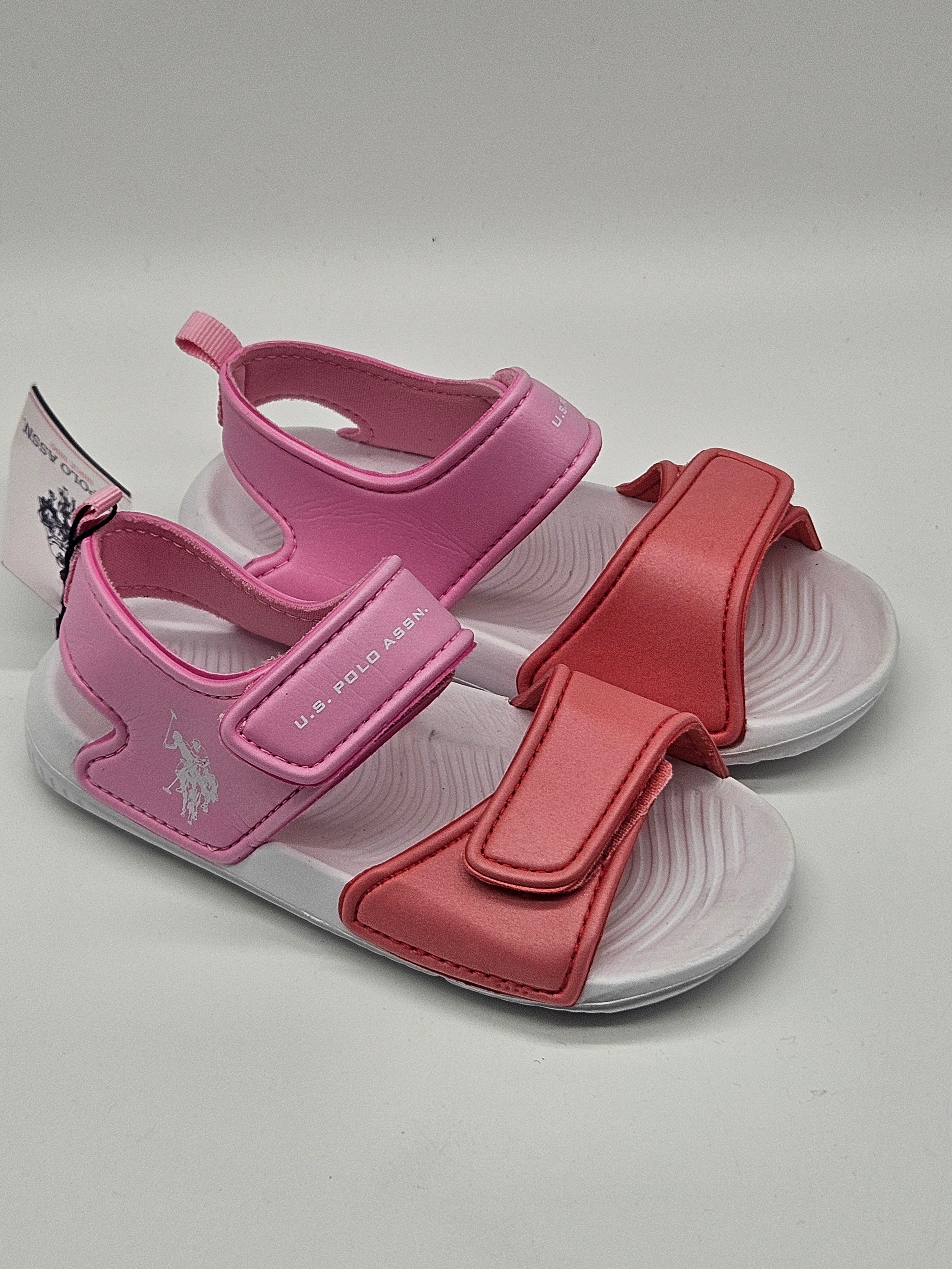 U.S. Polo Bade Sandalen aus Leder mit verstellbarem Riemen und gepolstertem Fußbett, sommerlicher Schuh für Damen.