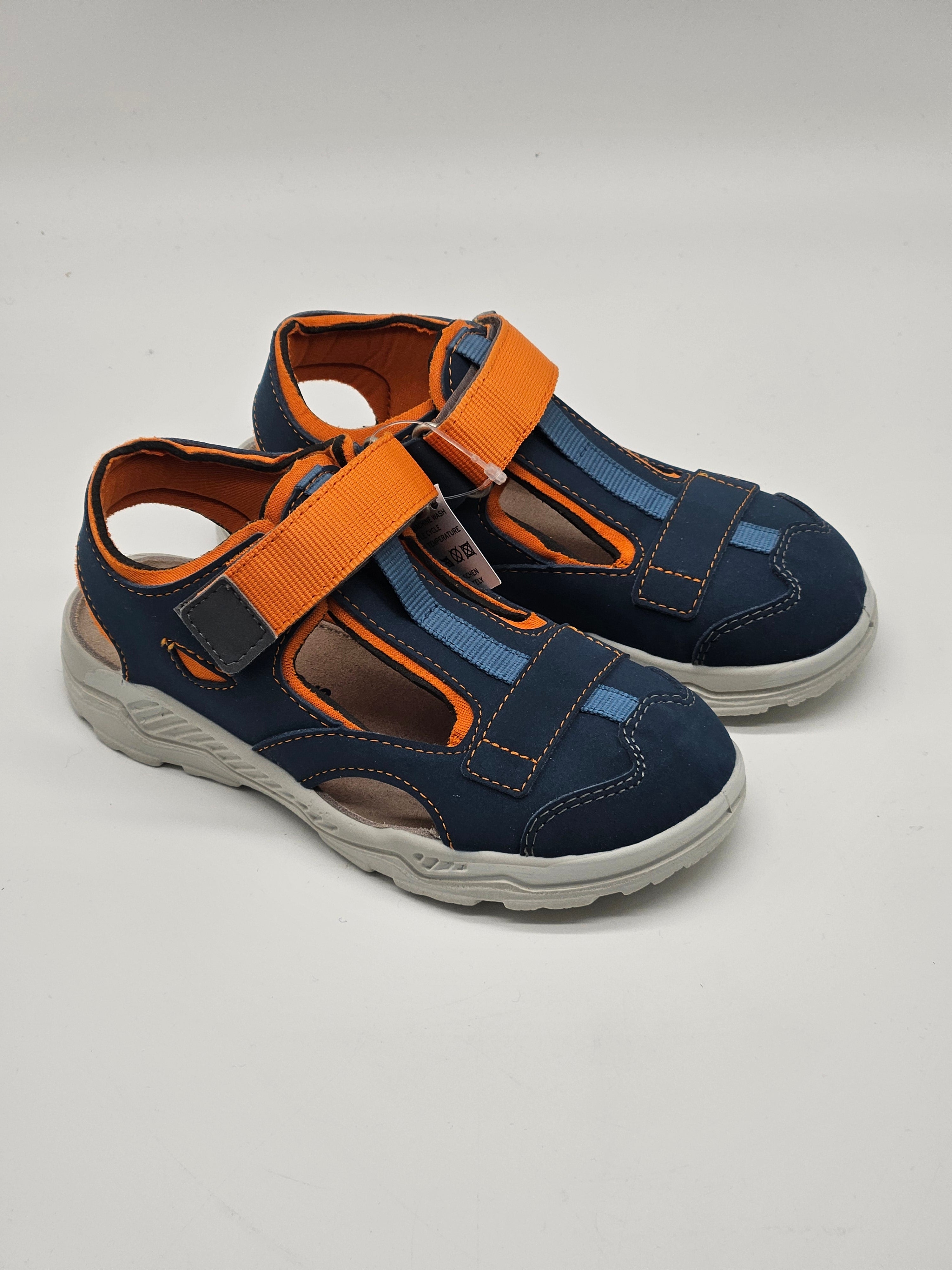 Ricosta Pepino Jo Sandalen aus Leder mit Klettverschluss, ideal für Kinder, in hellblau und weiß.