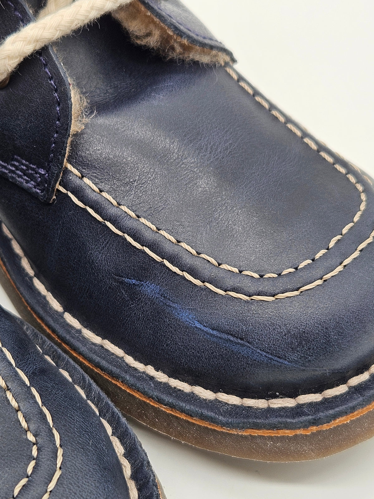 Kmins Winterstiefel blau Leder Seitenansicht – Wichtel Outlet