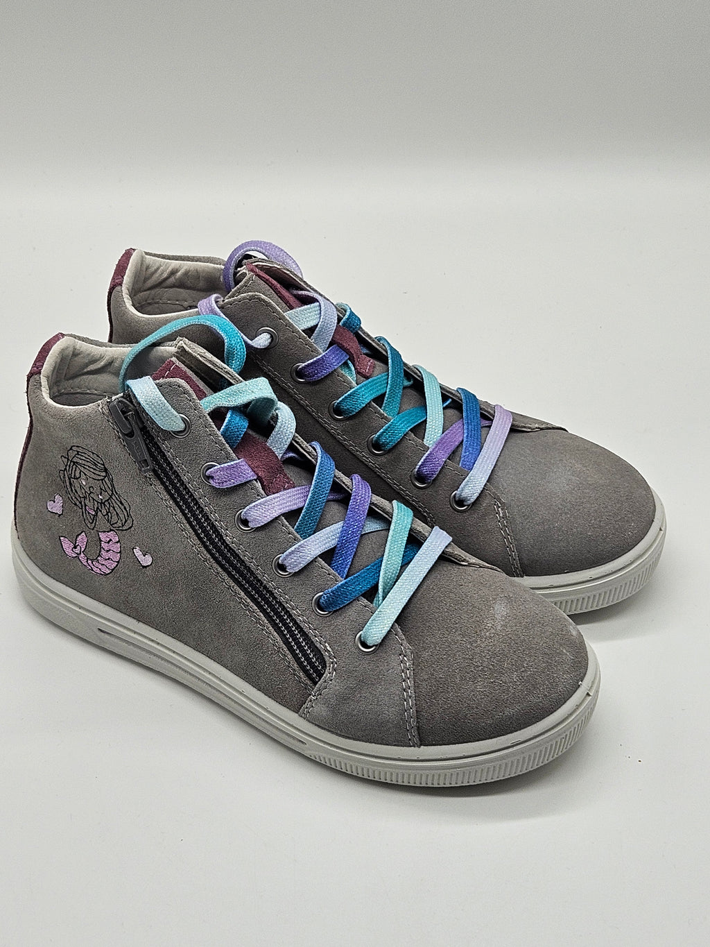 Ricosta Leder Sneaker grau Mädchen Gr.35 Vorderansicht – Wichtel Outlet