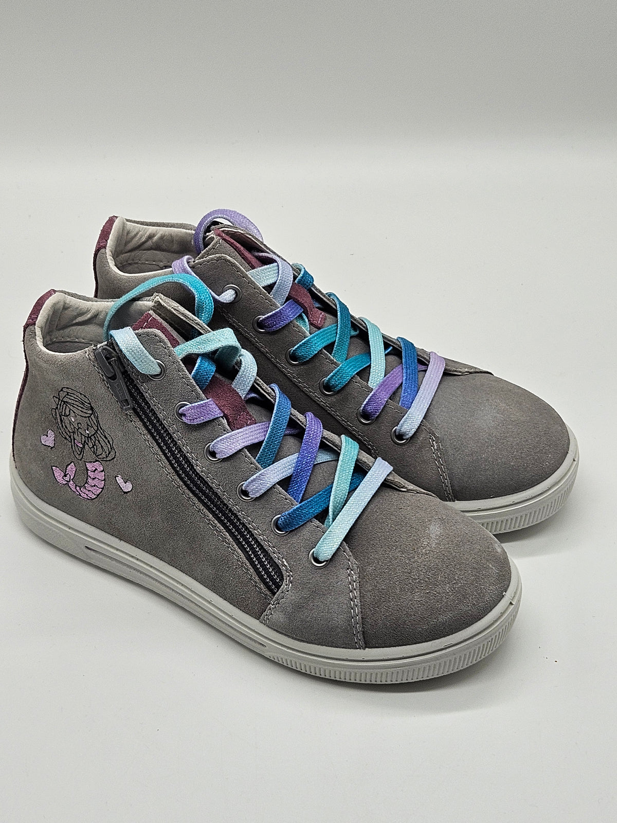 Ricosta Leder Sneaker grau Mädchen Gr.35 Vorderansicht – Wichtel Outlet