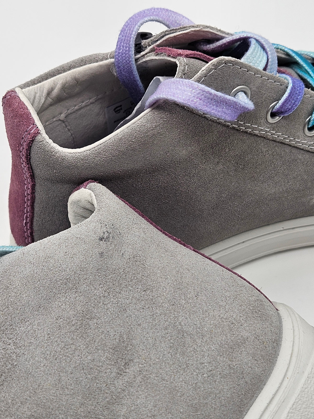 Ricosta Leder Sneaker grau Mädchen Gr.35 Seitenansicht – Wichtel Outlet
