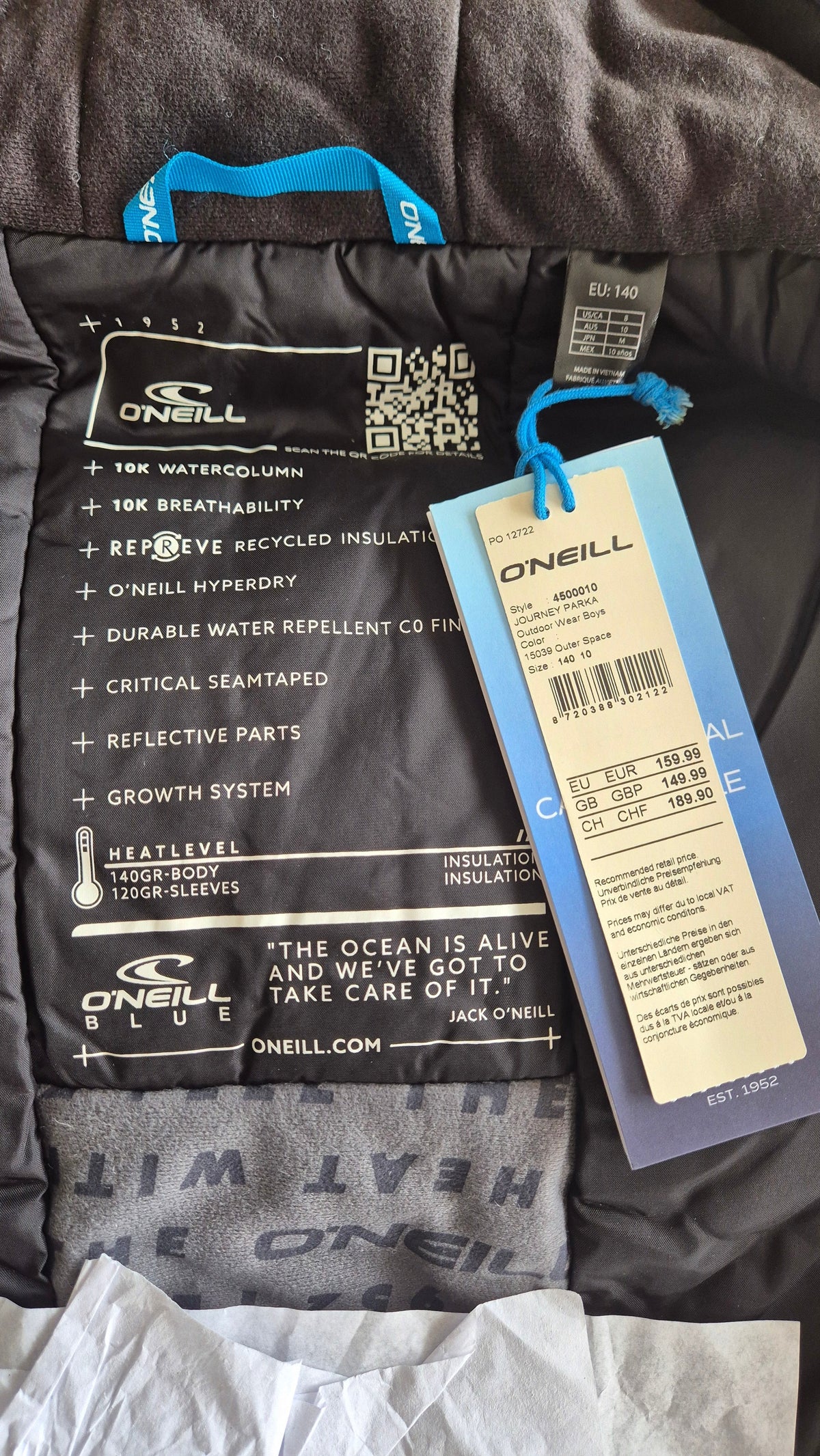 O'Neill Softshelljacke dunkelgrau Gr.164 Rückansicht – Wichtel Outlet