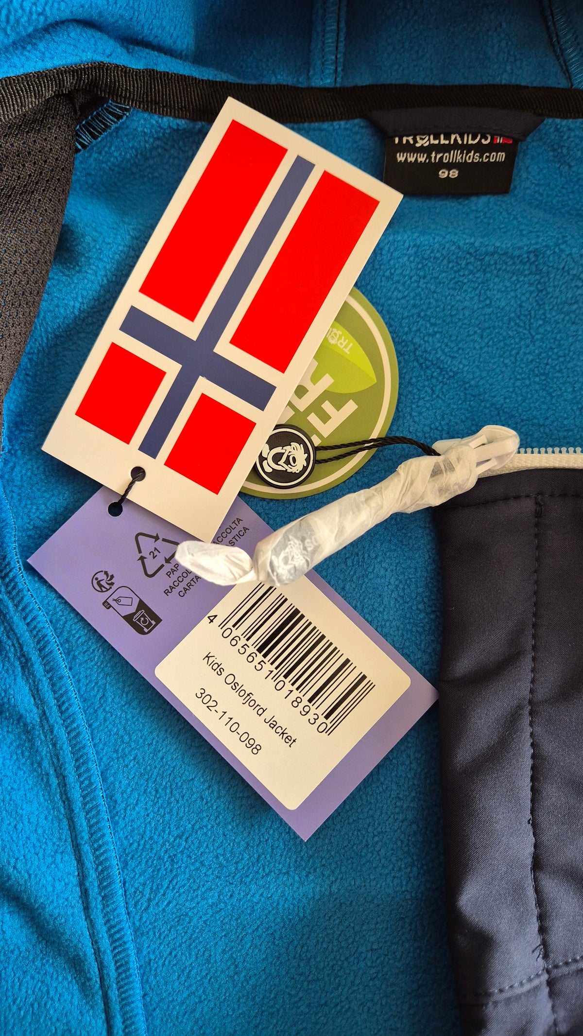 Trollkids Oslofjord Skijacke blau Gr.128 Detailansicht – Wichtel Outlet