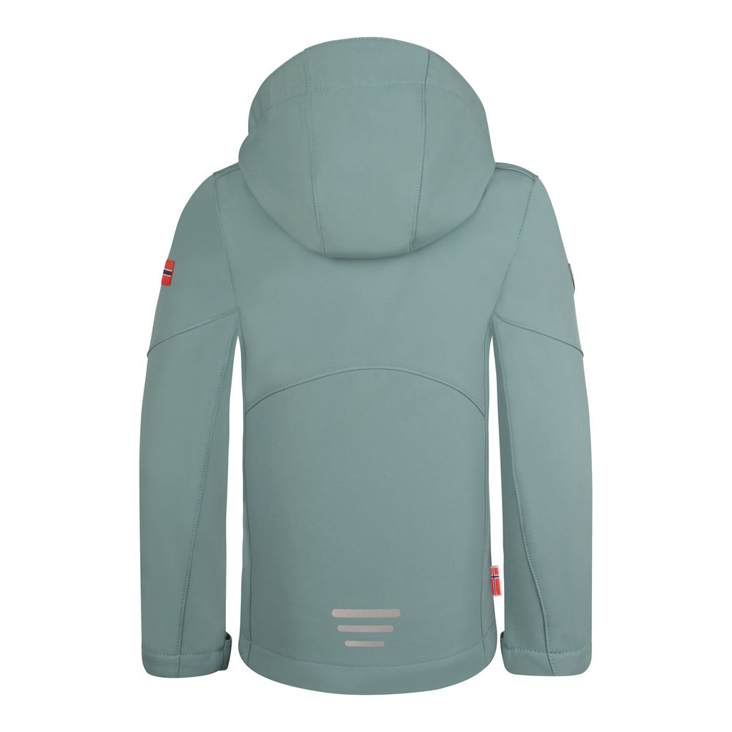 Trollkids Balestrand Softshell Jacke für Mädchen, winddichte und atmungsaktive Outdoor-Jacke, dunkelblau, detailreiche Nahaufnahme
